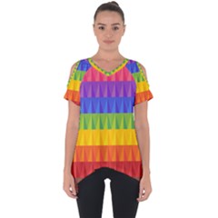 Abstract Pattern Background Cut Out Side Drop Tee