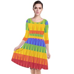 Abstract Pattern Background Quarter Sleeve Waist Band Dress