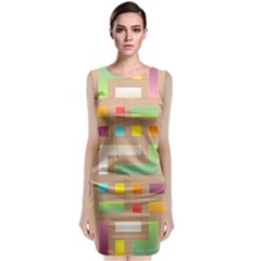 Abstract Background Colorful Sleeveless Velvet Midi Dress by Wegoenart