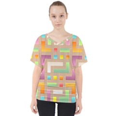 Abstract Background Colorful V-neck Dolman Drape Top by Wegoenart