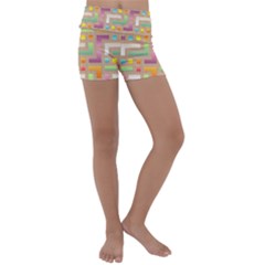 Abstract Background Colorful Kids  Lightweight Velour Yoga Shorts