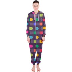 Background Colorful Geometric Hooded Jumpsuit (Ladies) 