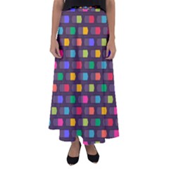 Background Colorful Geometric Flared Maxi Skirt