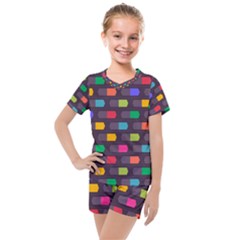 Background Colorful Geometric Kids  Mesh Tee and Shorts Set