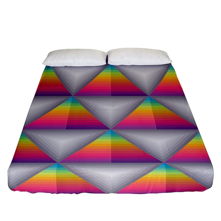 Trianggle Background Colorful Triangle Fitted Sheet (California King Size)