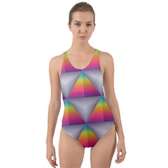 Trianggle Background Colorful Triangle Cut-out Back One Piece Swimsuit by Wegoenart