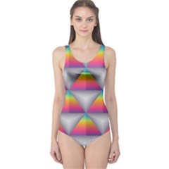 Trianggle Background Colorful Triangle One Piece Swimsuit by Wegoenart