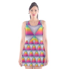 Trianggle Background Colorful Triangle Scoop Neck Skater Dress by Wegoenart