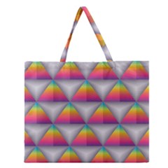 Trianggle Background Colorful Triangle Zipper Large Tote Bag by Wegoenart