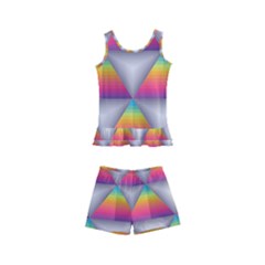 Trianggle Background Colorful Triangle Kids  Boyleg Swimsuit by Wegoenart