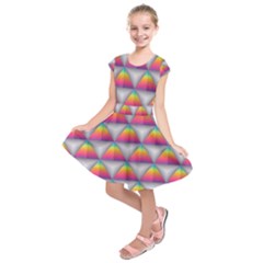 Trianggle Background Colorful Triangle Kids  Short Sleeve Dress by Wegoenart