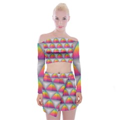 Trianggle Background Colorful Triangle Off Shoulder Top With Mini Skirt Set by Wegoenart