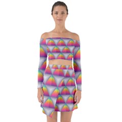 Trianggle Background Colorful Triangle Off Shoulder Top With Skirt Set by Wegoenart