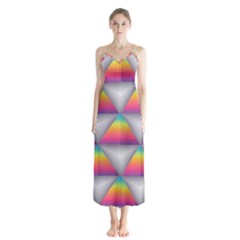 Trianggle Background Colorful Triangle Button Up Chiffon Maxi Dress