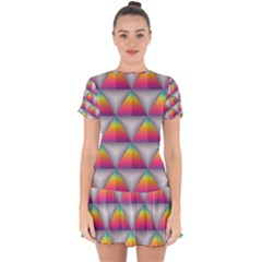 Trianggle Background Colorful Triangle Drop Hem Mini Chiffon Dress by Wegoenart