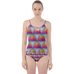 Trianggle Background Colorful Triangle Cut Out Top Tankini Set by Wegoenart