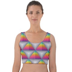 Trianggle Background Colorful Triangle Velvet Crop Top by Wegoenart