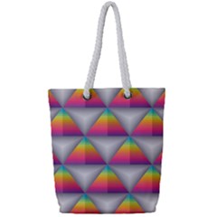 Trianggle Background Colorful Triangle Full Print Rope Handle Tote (small) by Wegoenart