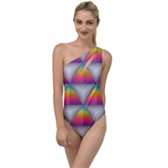 Trianggle Background Colorful Triangle To One Side Swimsuit by Wegoenart