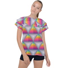 Trianggle Background Colorful Triangle Ruffle Collar Chiffon Blouse