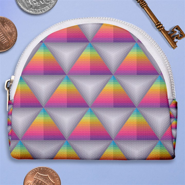 Trianggle Background Colorful Triangle Horseshoe Style Canvas Pouch