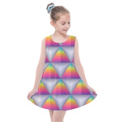 Trianggle Background Colorful Triangle Kids  Summer Dress by Wegoenart