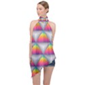 Trianggle Background Colorful Triangle Halter Asymmetric Satin Top View1