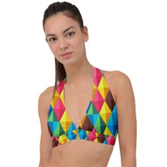 Background Colorful Abstract Halter Plunge Bikini Top