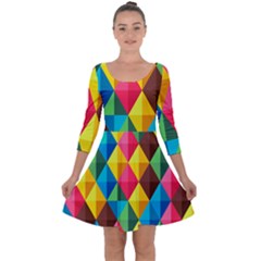 Background Colorful Abstract Quarter Sleeve Skater Dress by Wegoenart