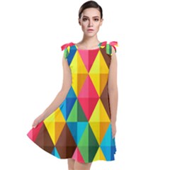 Background Colorful Abstract Tie Up Tunic Dress