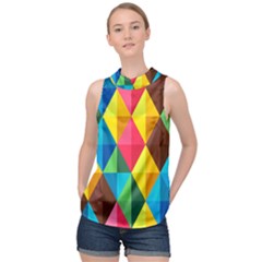 Background Colorful Abstract High Neck Satin Top