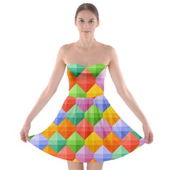 Colorful Geometric Strapless Bra Top Dress by Wegoenart