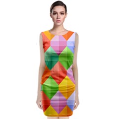 Colorful Geometric Sleeveless Velvet Midi Dress by Wegoenart