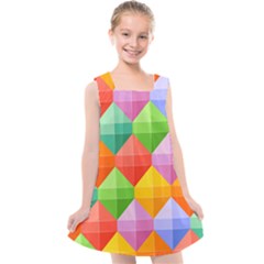 Colorful Geometric Kids  Cross Back Dress