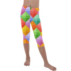 Colorful Geometric Kids  Lightweight Velour Capri Leggings 