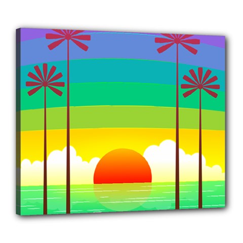 Seaside Sunrise Colorful Ocean Sea Canvas 24  X 20  (stretched) by Wegoenart