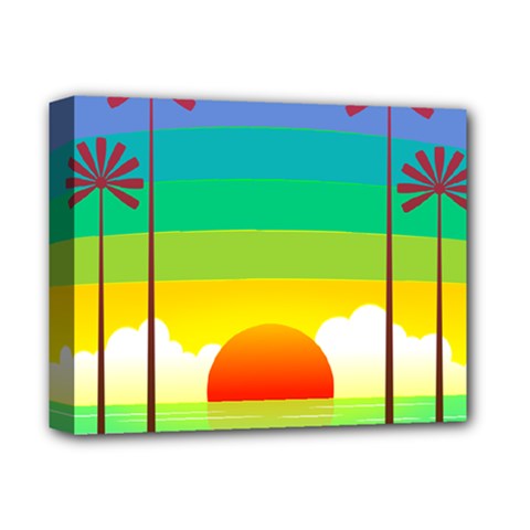 Seaside Sunrise Colorful Ocean Sea Deluxe Canvas 14  X 11  (stretched) by Wegoenart