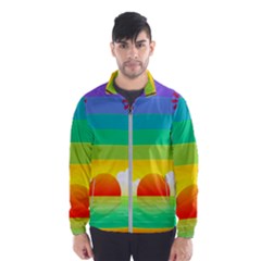 Seaside Sunrise Colorful Ocean Sea Windbreaker (men) by Wegoenart