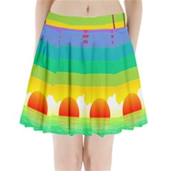 Seaside Sunrise Colorful Ocean Sea Pleated Mini Skirt by Wegoenart