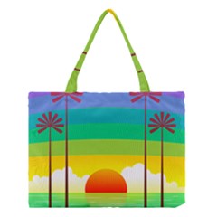 Seaside Sunrise Colorful Ocean Sea Medium Tote Bag by Wegoenart