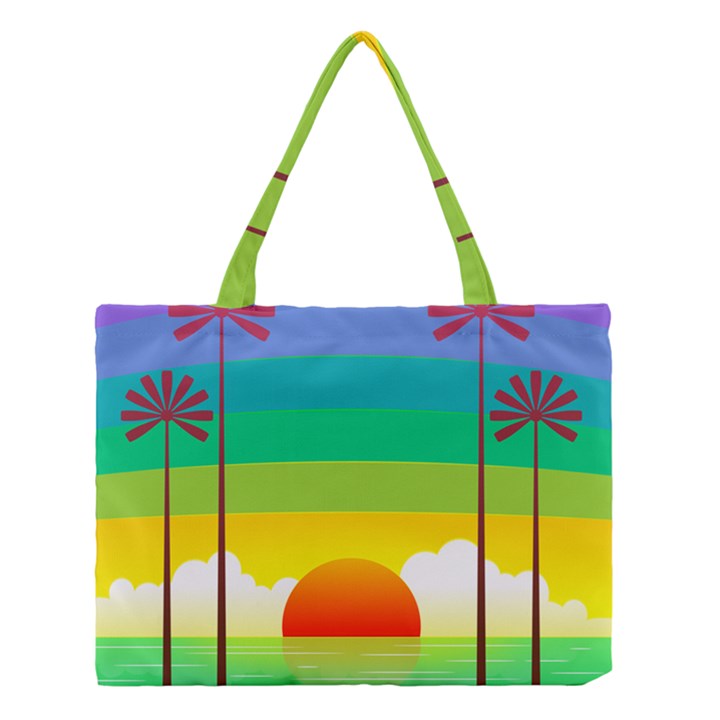 Seaside Sunrise Colorful Ocean Sea Medium Tote Bag