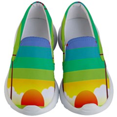 Seaside Sunrise Colorful Ocean Sea Kids  Lightweight Slip Ons by Wegoenart