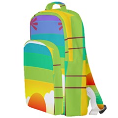 Seaside Sunrise Colorful Ocean Sea Double Compartment Backpack