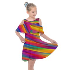 Colorful Background Kids  Shoulder Cutout Chiffon Dress by Wegoenart