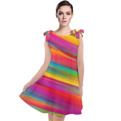 Colorful Background Tie Up Tunic Dress by Wegoenart