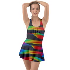 Abstarct Pattern Colorful Background Ruffle Top Dress Swimsuit