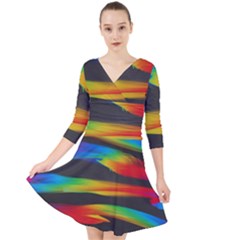 Abstarct Pattern Colorful Background Quarter Sleeve Front Wrap Dress by Wegoenart