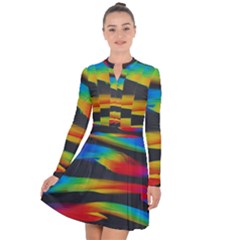 Abstarct Pattern Colorful Background Long Sleeve Panel Dress by Wegoenart