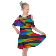 Abstarct Pattern Colorful Background Kids  Shoulder Cutout Chiffon Dress by Wegoenart