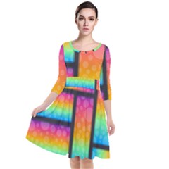 Background Colorful Abstract Quarter Sleeve Waist Band Dress by Wegoenart